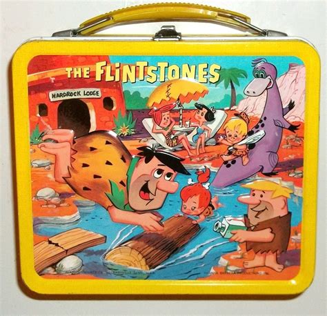 vintage flintstobe metal lunch box|Vintage Lunch Box Flintstones for sale .